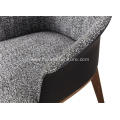 Grey cotton linen and leather Designer single chairs